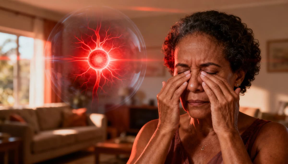 Ilustração representando visão prejudicada como efeito do medicamento