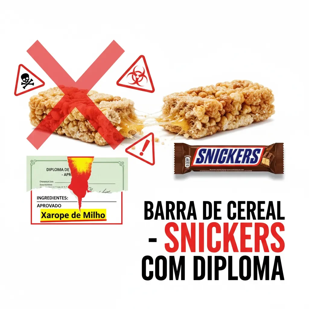 Barra de cereal industrializada com embalagem de aparência saudável