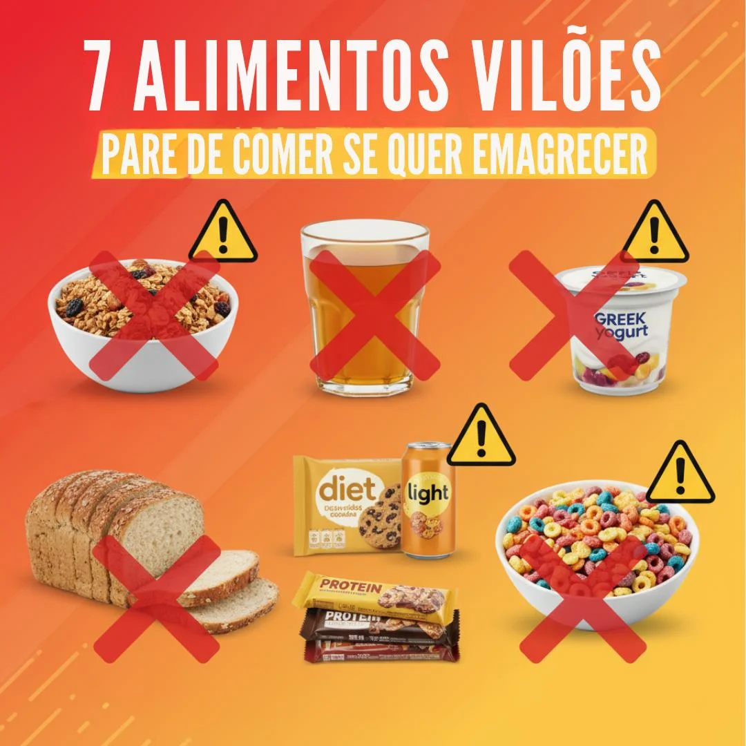Mesa com alimentos de aparência saudável que escondem açúcar e aditivos