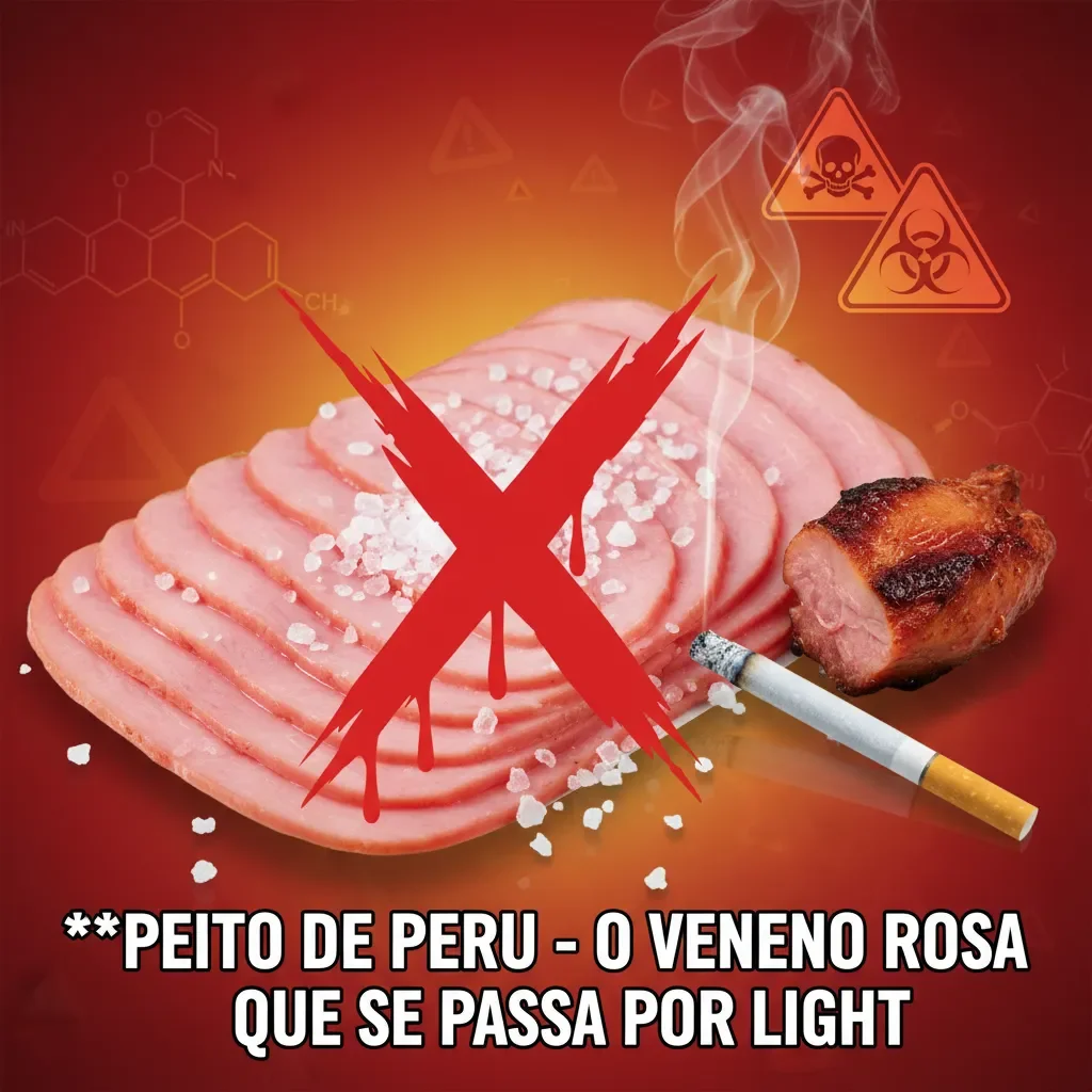 Fatias de peito de peru processado em um prato
