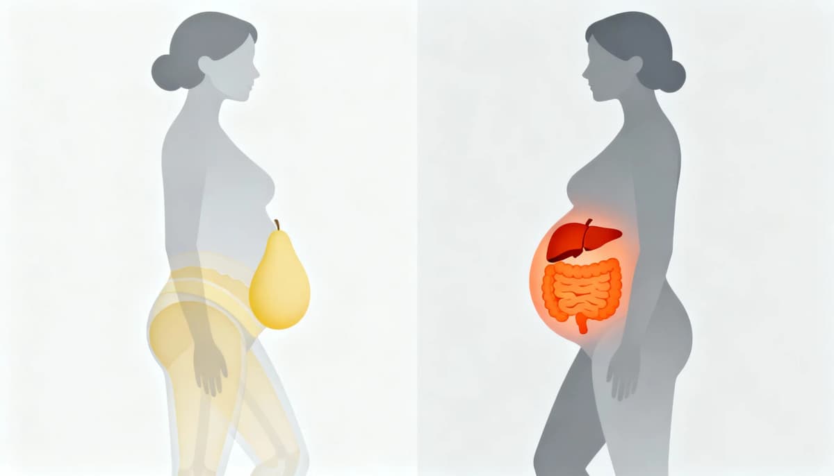 Diferença entre gordura subcutânea, sob a pele, e gordura visceral, em volta dos órgãos
